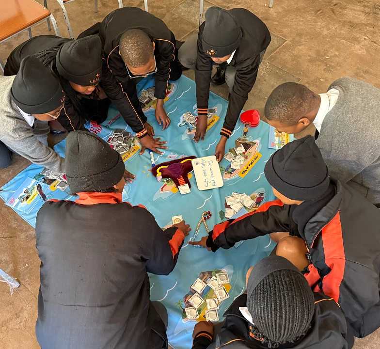 Board game group of kids playing